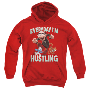 Red youth hoodie for ages 8 to 12 with The Smurfs Gargamel graphic