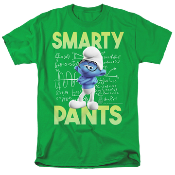 Kelly green men's regular fit t-shirt with The Smurfs Brainy graphic