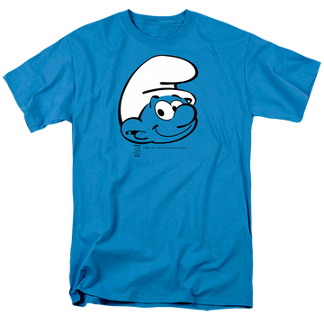 Turquoise men's regular fit t-shirt with The Smurfs Generic Smurf Head graphic