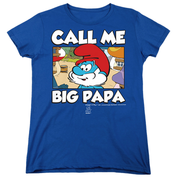Royal women's t-shirt with The Smurfs Call Me Big Papa graphic
