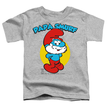 Athletic heather toddler t-shirt with The Smurfs Papa Smurf graphic