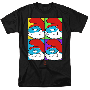 Black men's regular fit t-shirt with The Smurfs Tiles graphic