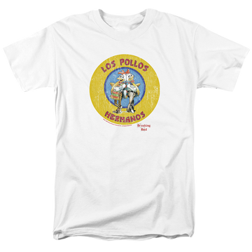 White men's regular fit t-shirt with Breaking Bad Los Pollos Hermanos graphic