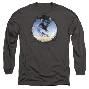 Charcoal men's long sleeve t-shirt with Breaking Bad Crystal graphic