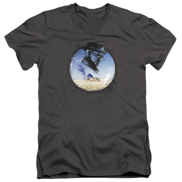 Charcoal men's v-neck t-shirt with Breaking Bad Crystal graphic