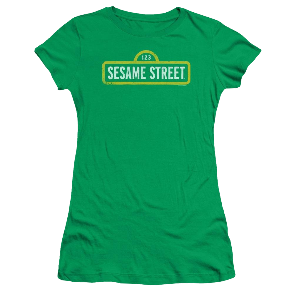 Sesame Street Rough Logo Juniors T-Shirt Juniors T-Shirt Sesame Street   