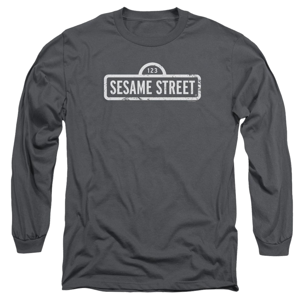 Sesame Street One Color Logo Men's Long Sleeve T-Shirt Men's Long Sleeve T-Shirt Sesame Street   