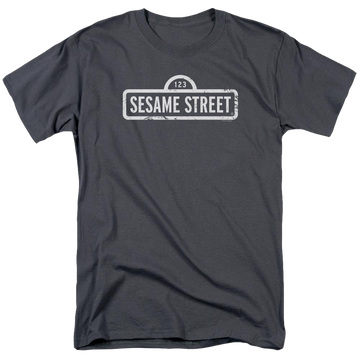 Charcoal men's regular fit t-shirt with Sesame Street One Color Logo graphic