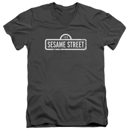 Sesame Street One Color Logo Men's V-Neck T-Shirt Men's V-Neck T-Shirt Sesame Street   