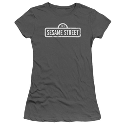 Sesame Street One Color Logo Juniors T-Shirt Juniors T-Shirt Sesame Street   