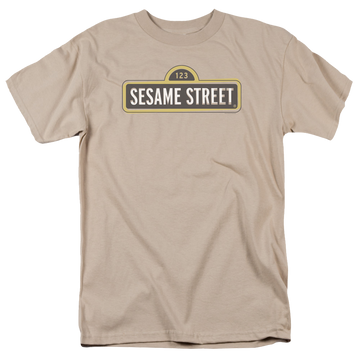 Sand men's regular fit t-shirt with Sesame Street Tilted Logo graphic