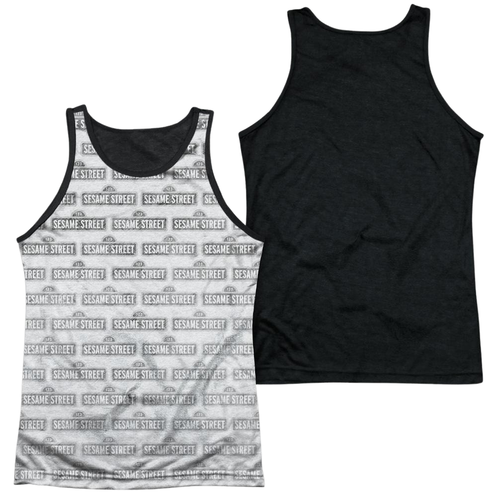 Sesame Street Bw Pattern Men's Black Back Tank Men's Black Back Tank Sesame Street   