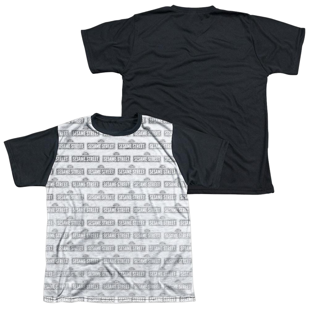 Sesame Street Bw Pattern Youth Black Back T-Shirt (Ages 8-12) Youth Black Back T-Shirt (Ages 8-12) Sesame Street   
