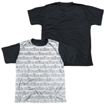 Sesame Street Bw Pattern Youth Black Back T-Shirt (Ages 8-12) Youth Black Back T-Shirt (Ages 8-12) Sesame Street   