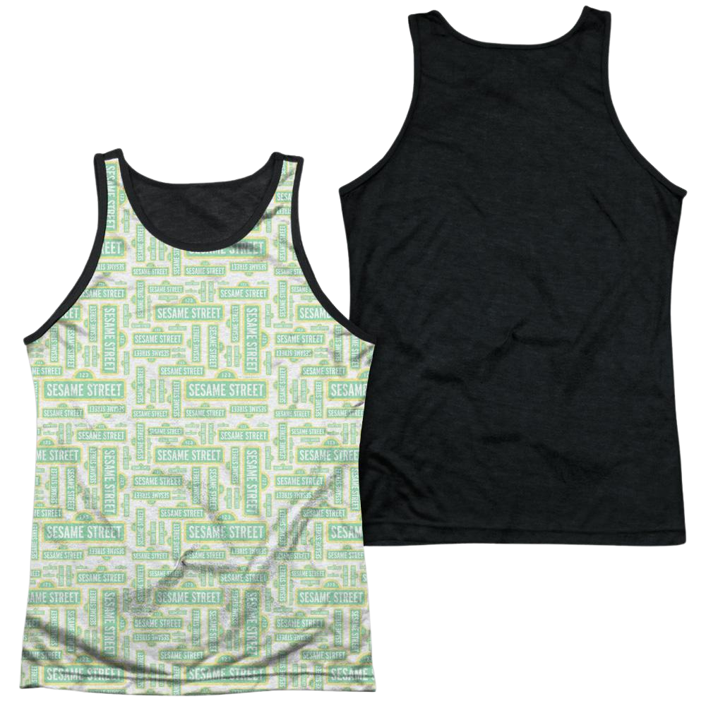 Sesame Street Puzzle Pattern Men's Black Back Tank Men's Black Back Tank Sesame Street   