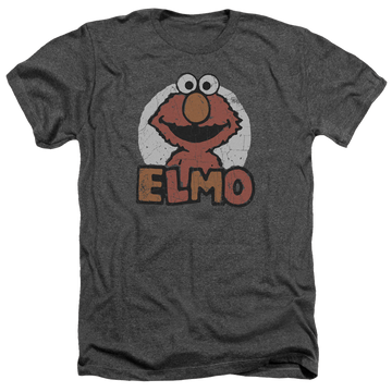 Charcoal men's heather t-shirt with Sesame Street Elmo Name graphic
