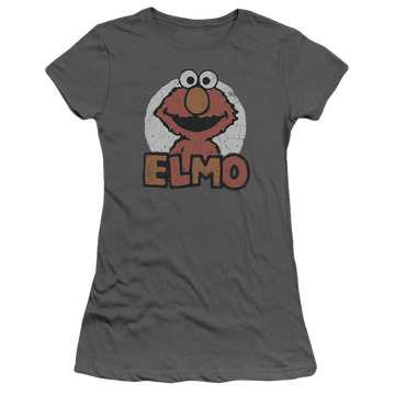Charcoal juniors t-shirt with Sesame Street Elmo Name graphic