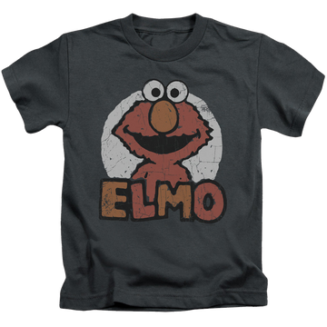 Charcoal kid's t-shirt for ages 4 to 7 with Sesame Street Elmo Name graphic