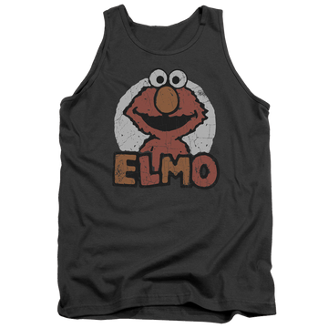 Charcoal men's tank with Sesame Street Elmo Name graphic