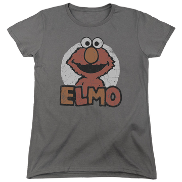 Charcoal women's t-shirt with Sesame Street Elmo Name graphic