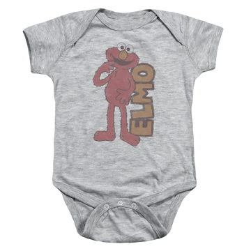 Athletic heather baby bodysuit with Sesame Street Vintage Elmo graphic