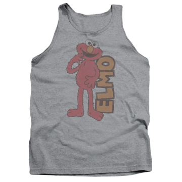 Athletic heather men's tank with Sesame Street Vintage Elmo graphic