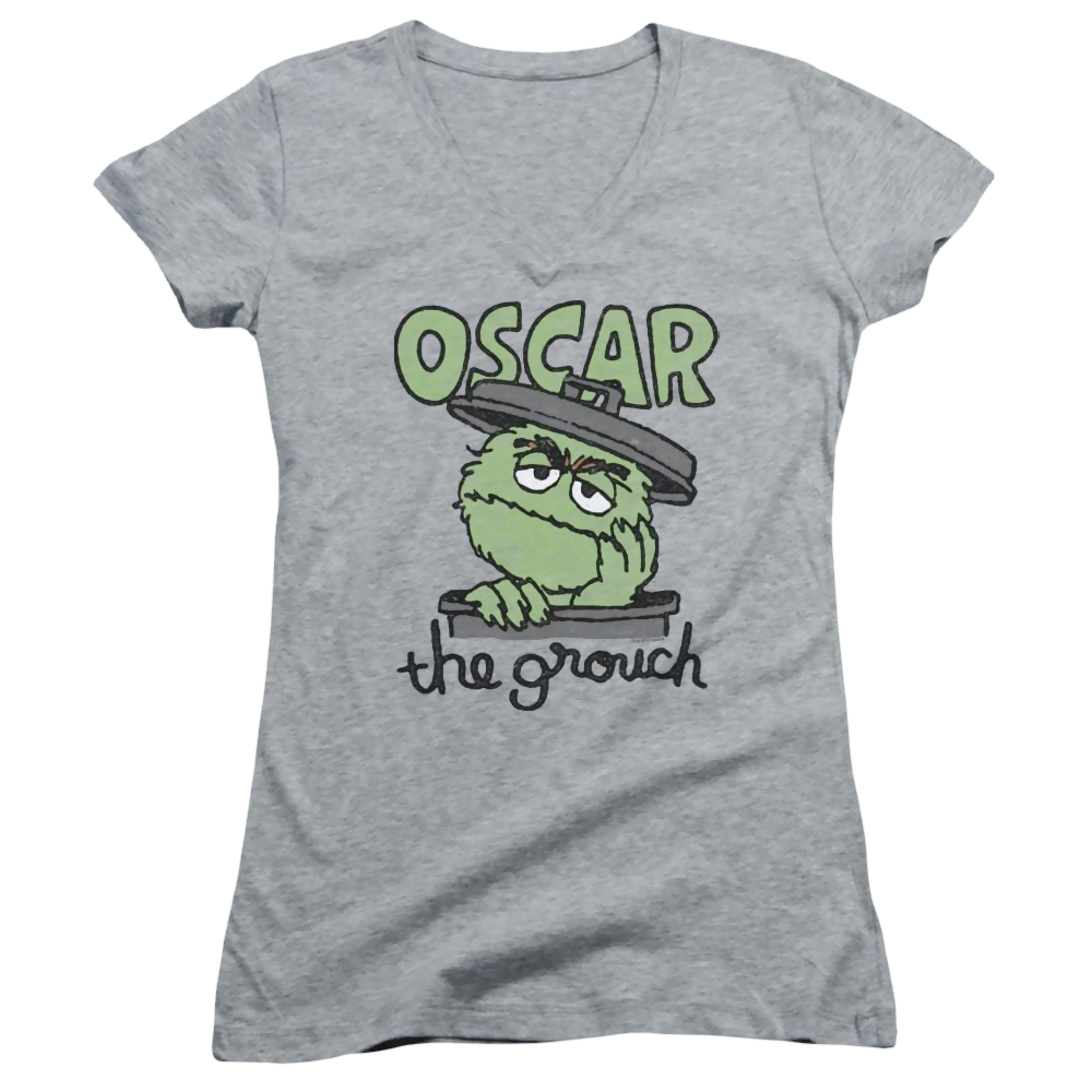 Sesame Street Canned Grouch Juniors V-Neck T-Shirt Juniors V-Neck T-Shirt Sesame Street   