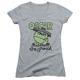 Sesame Street Canned Grouch Juniors V-Neck T-Shirt Juniors V-Neck T-Shirt Sesame Street   