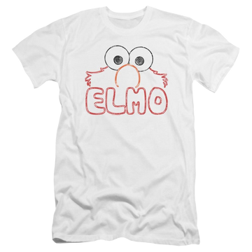 White men's premium slim fit t-shirt with Sesame Street Elmo Letters graphic