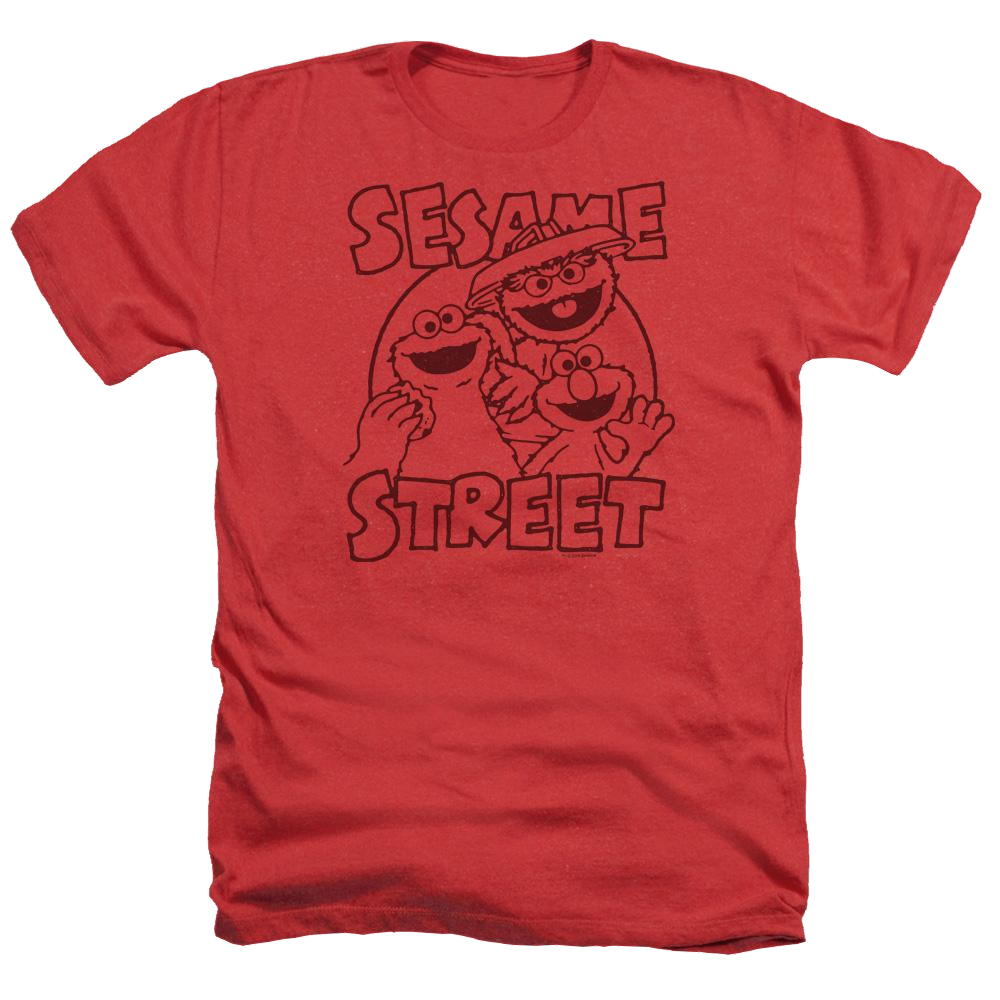 Sesame Street Group Crunch Men's Heather T-Shirt Men's Heather T-Shirt Sesame Street   