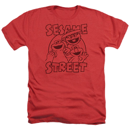Sesame Street Group Crunch Men's Heather T-Shirt Men's Heather T-Shirt Sesame Street   