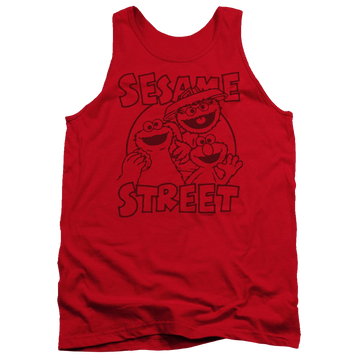 Red men's tank with Sesame Street Group Crunch graphic