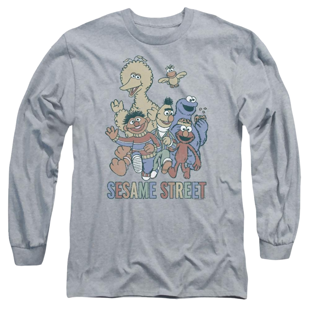 Sesame Street Colorful Group Men's Long Sleeve T-Shirt Men's Long Sleeve T-Shirt Sesame Street   