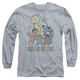 Sesame Street Colorful Group Men's Long Sleeve T-Shirt Men's Long Sleeve T-Shirt Sesame Street   