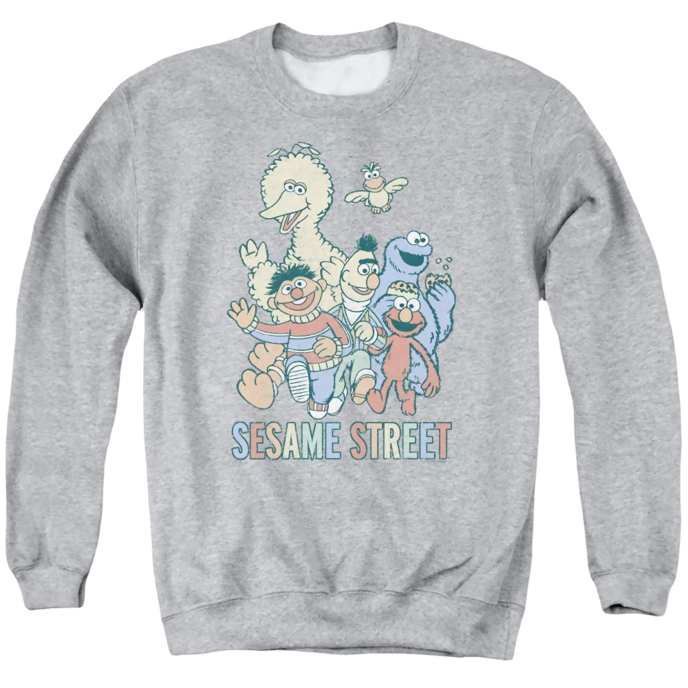 Sesame Street Colorful Group Men's Crewneck Sweatshirt Men's Crewneck Sweatshirt Sesame Street   