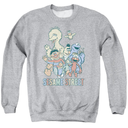 Sesame Street Colorful Group Men's Crewneck Sweatshirt Men's Crewneck Sweatshirt Sesame Street   