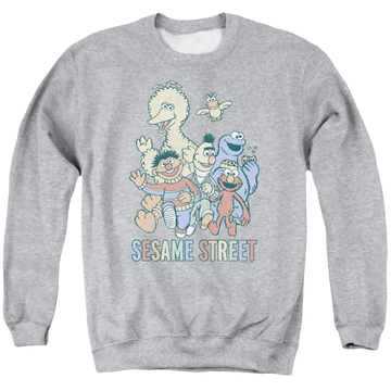 Sesame Street Colorful Group Men's Crewneck Sweatshirt Men's Crewneck Sweatshirt Sesame Street   