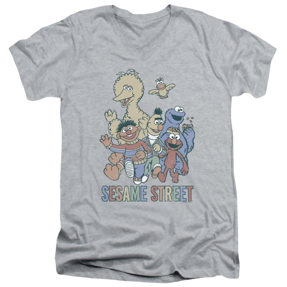 Sesame Street Colorful Group Men's V-Neck T-Shirt Men's V-Neck T-Shirt Sesame Street   