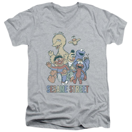 Sesame Street Colorful Group Men's V-Neck T-Shirt Men's V-Neck T-Shirt Sesame Street   