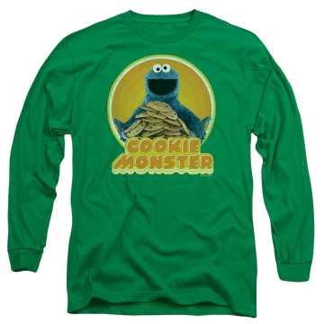 Sesame Street Cookie Iron On Men's Long Sleeve T-Shirt Men's Long Sleeve T-Shirt Sesame Street   
