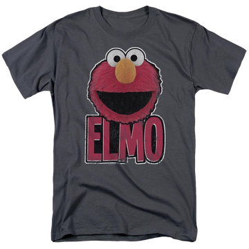 Charcoal men's regular fit t-shirt with Sesame Street Elmo Smile graphic
