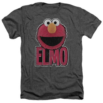 Charcoal men's heather t-shirt with Sesame Street Elmo Smile graphic