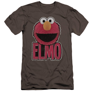 Charcoal men's premium slim fit t-shirt with Sesame Street Elmo Smile graphic