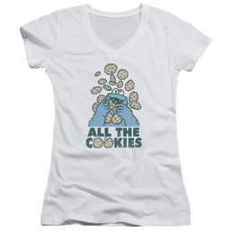 Sesame Street All The Cookies Juniors V-Neck T-Shirt Juniors V-Neck T-Shirt Sesame Street   
