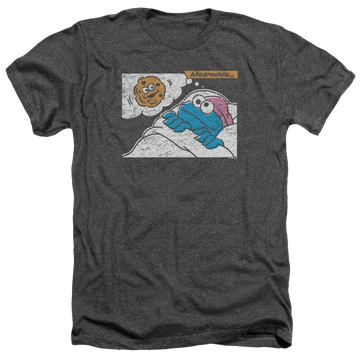 Charcoal men's heather t-shirt with Sesame Street Meanwhile graphic