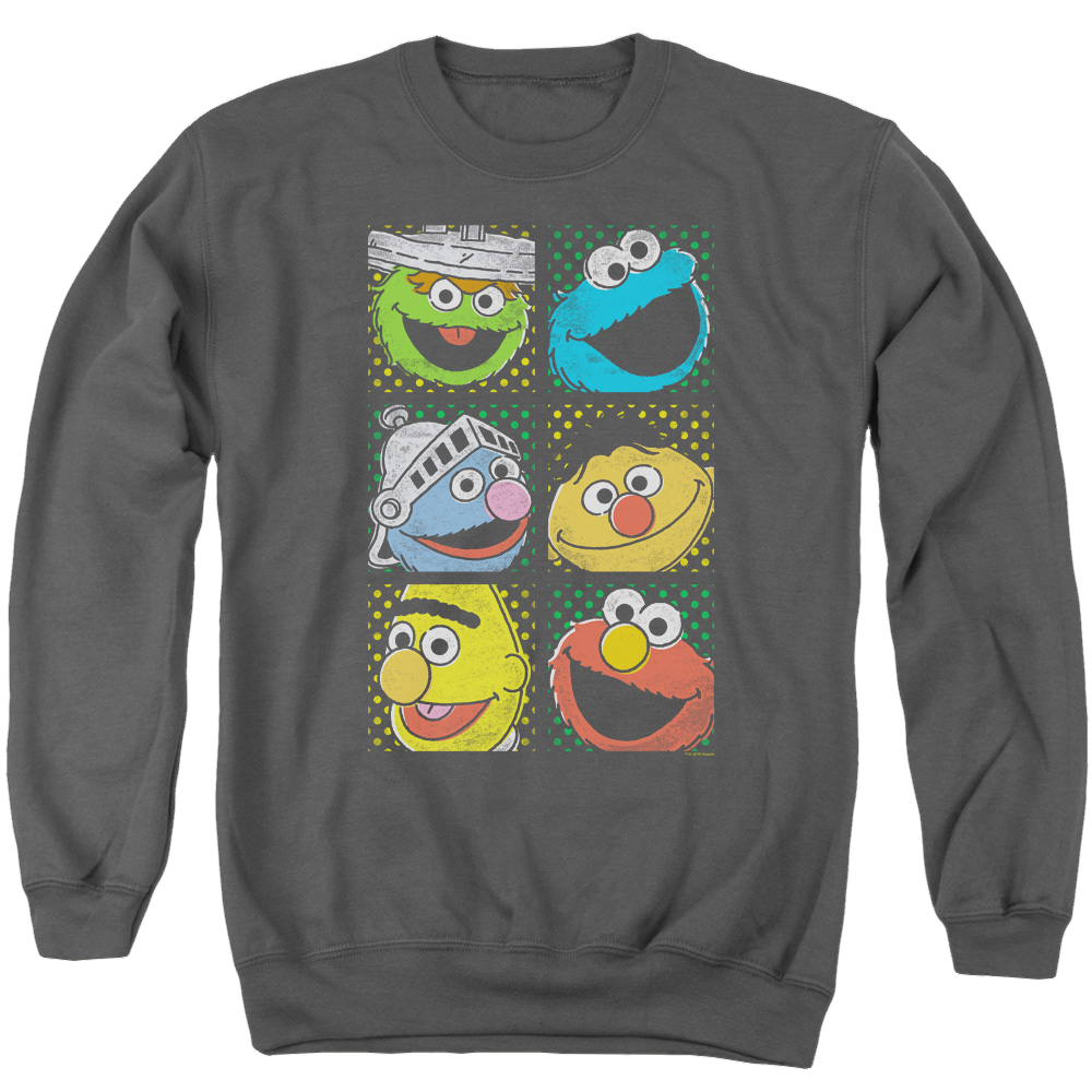 Sesame Street Group Squares - Men's Crewneck Sweatshirt Men's Crewneck Sweatshirt Sesame Street   
