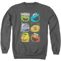 Sesame Street Group Squares - Men's Crewneck Sweatshirt Men's Crewneck Sweatshirt Sesame Street   