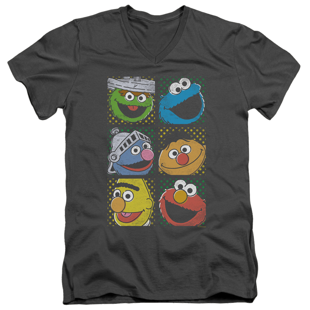 Sesame Street Group Squares - Men's V-Neck T-Shirt Men's V-Neck T-Shirt Sesame Street   