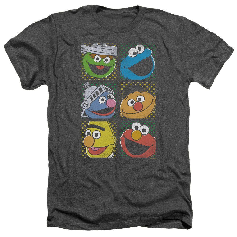 Sesame Street Group Squares - Men's Heather T-Shirt Men's Heather T-Shirt Sesame Street   