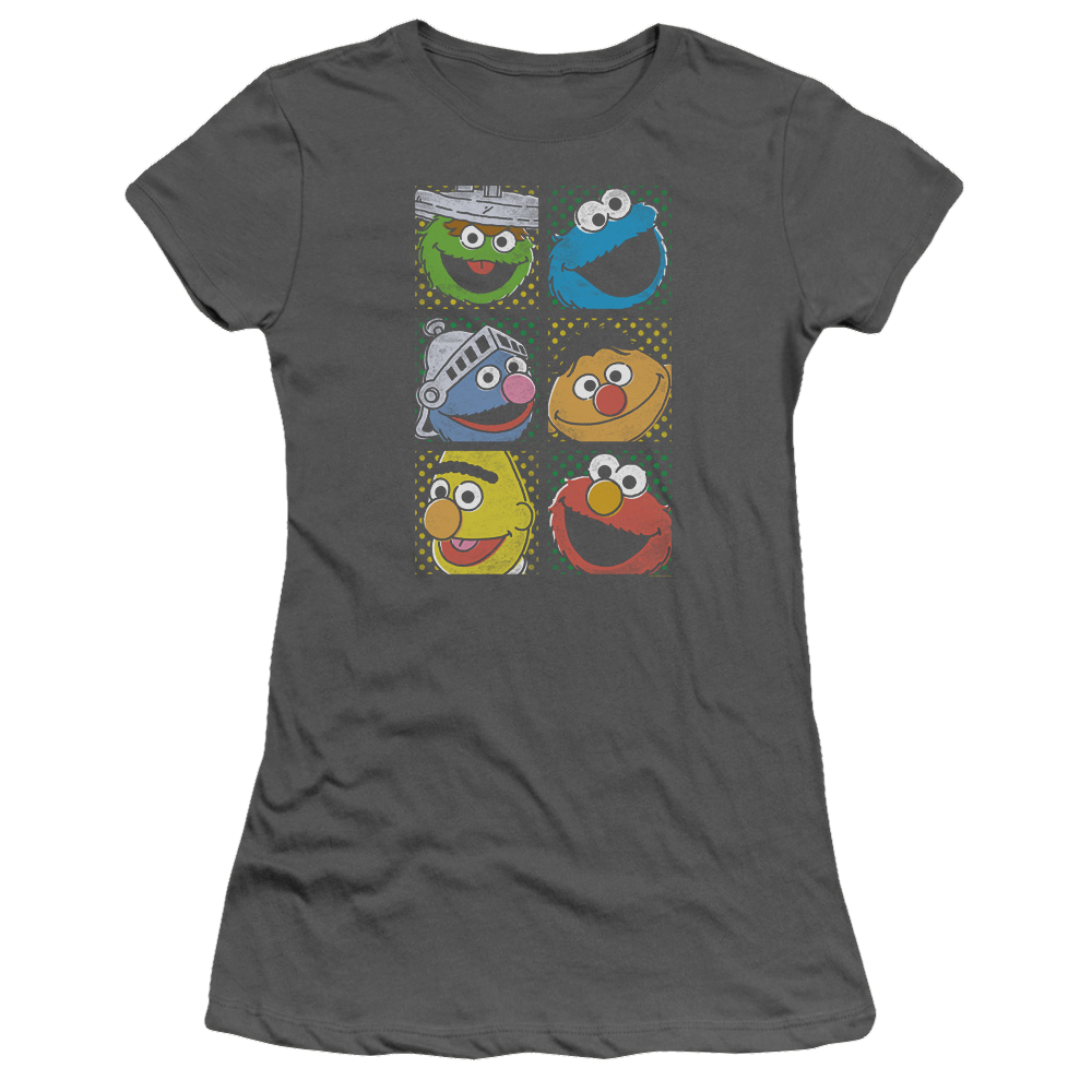 Sesame Street Group Squares - Juniors T-Shirt Juniors T-Shirt Sesame Street   